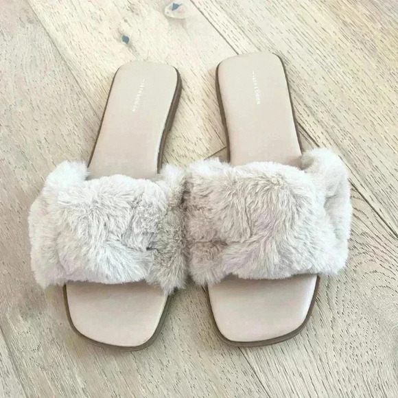 14th And Union Freyaa Faux Fur Slide Sandal In Beige Cappuccino size 8.5 - Picture 1 of 4